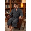 image:imagePrinStory Mens Robe Plush Fleece Soft Warm Long Fluffy BathrobeDark Gray