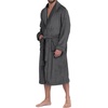 image:imagePrinStory Mens Robe Plush Fleece Soft Warm Long Fluffy BathrobeDark Gray