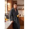 image:imagePrinStory Mens Robe Plush Fleece Soft Warm Long Fluffy BathrobeDark Gray