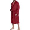 image:imagePrinStory Mens Robe Plush Fleece Soft Warm Long Fluffy BathrobeDark Red