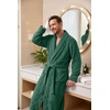 image:imagePrinStory Mens Robe Plush Fleece Soft Warm Long Fluffy BathrobeGreen