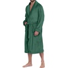 image:imagePrinStory Mens Robe Plush Fleece Soft Warm Long Fluffy BathrobeGreen