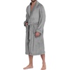 image:imagePrinStory Mens Robe Plush Fleece Soft Warm Long Fluffy BathrobeGrey
