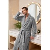 image:imagePrinStory Mens Robe Plush Fleece Soft Warm Long Fluffy BathrobeGrey