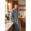 image:imagePrinStory Mens Robe Plush Fleece Soft Warm Long Fluffy BathrobeGrey
