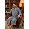 image:imagePrinStory Mens Robe Plush Fleece Soft Warm Long Fluffy BathrobeGrey