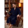 image:imagePrinStory Mens Robe Plush Fleece Soft Warm Long Fluffy BathrobeNavy Blue