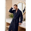 image:imagePrinStory Mens Robe Plush Fleece Soft Warm Long Fluffy BathrobeNavy Blue
