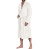 image:imagePrinStory Mens Robe Plush Fleece Soft Warm Long Fluffy BathrobeWhite