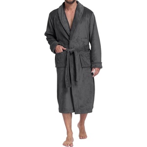 image:imagePrinStory Mens Robe Plush Fleece Soft Warm Long Fluffy BathrobeDark Gray