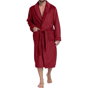 image:imagePrinStory Mens Robe Plush Fleece Soft Warm Long Fluffy BathrobeDark Red