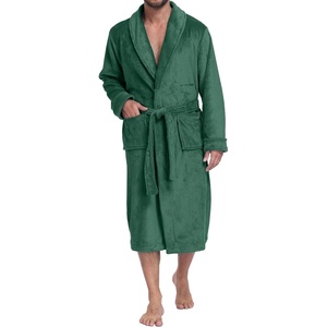 image:imagePrinStory Mens Robe Plush Fleece Soft Warm Long Fluffy BathrobeGreen
