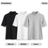 image:image3 Pack Womens Mock Neck Half Sleeve Tops Dressy Casual Basic Shirts S2XLBlack  White  Light Grey