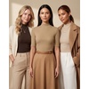 image:image3 Pack Womens Mock Neck Half Sleeve Tops Dressy Casual Basic Shirts S2XLDark Brown  Camel  Apricot