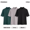 image:image3 Pack Womens Mock Neck Half Sleeve Tops Dressy Casual Basic Shirts S2XLDark Green  Grey  Black