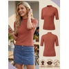 image:image3 Pack Womens Mock Neck Half Sleeve Tops Dressy Casual Basic Shirts S2XLDenim Blue  Caramel  Ivory White