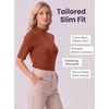 image:image3 Pack Womens Mock Neck Half Sleeve Tops Dressy Casual Basic Shirts S2XLDenim Blue  Caramel  Ivory White