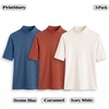 image:image3 Pack Womens Mock Neck Half Sleeve Tops Dressy Casual Basic Shirts S2XLDenim Blue  Caramel  Ivory White