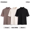 image:image3 Pack Womens Mock Neck Half Sleeve Tops Dressy Casual Basic Shirts S2XLGy Black White