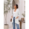 image:imagePrinStory Lightweight Womens Cardigan Long Sleeve Open Front with Pockets2 White