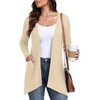 image:imagePrinStory Lightweight Womens Cardigan Long Sleeve Open Front with Pockets4 Oatmeal