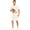image:imagePrinStory Mens Short Sleeve Outfits Button Down Tracksuit S3XLBeige
