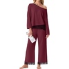 image:imagePrinStory Pajamas for Women Set 2 Piece Compy Full PjsWine Red