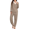 image:imagePrinStory Womens Pajamas Winter Soft Flannel Warm Pjs S2XLLight Khaki