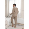 image:imagePrinStory Womens Pajamas Winter Soft Flannel Warm Pjs S2XLLight Khaki