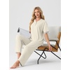 image:imagePrinStory Womens Short Sleeve Pajamas Lace Pjs SetBeige Apricot