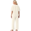image:imagePrinStory Womens Short Sleeve Pajamas Lace Pjs SetBeige Apricot