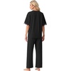image:imagePrinStory Womens Short Sleeve Pajamas Lace Pjs SetBlack