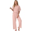 image:imagePrinStory Womens Short Sleeve Pajamas Lace Pjs SetDusty Pink