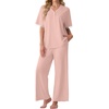 image:imagePrinStory Womens Short Sleeve Pajamas Lace Pjs SetDusty Pink