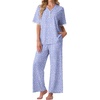image:imagePrinStory Womens Short Sleeve Pajamas Lace Pjs SetFpspeckled Blue