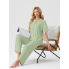 image:imagePrinStory Womens Short Sleeve Pajamas Lace Pjs SetGreen