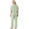 image:imagePrinStory Womens Short Sleeve Pajamas Lace Pjs SetGreen