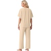 image:imagePrinStory Womens Short Sleeve Pajamas Lace Pjs SetLight Apricot
