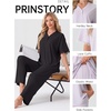 image:imagePrinStory Womens Short Sleeve Pajamas Lace Pjs SetLight Apricot