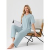 image:imagePrinStory Womens Short Sleeve Pajamas Lace Pjs SetLight Blue