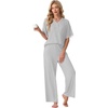 image:imagePrinStory Womens Short Sleeve Pajamas Lace Pjs SetLight Gray