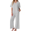 image:imagePrinStory Womens Short Sleeve Pajamas Lace Pjs SetLight Gray