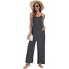 image:imagePrinStory Womens Summer Casual Sleeveless Jumpsuits Spaghetti Strap Stretchy Romper Loose Long Pant Overalls with PocketsDark Gray