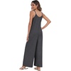 image:imagePrinStory Womens Summer Casual Sleeveless Jumpsuits Spaghetti Strap Stretchy Romper Loose Long Pant Overalls with PocketsDark Gray