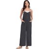 image:imagePrinStory Womens Summer Casual Sleeveless Jumpsuits Spaghetti Strap Stretchy Romper Loose Long Pant Overalls with PocketsDark Gray