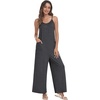 image:imagePrinStory Womens Summer Casual Sleeveless Jumpsuits Spaghetti Strap Stretchy Romper Loose Long Pant Overalls with PocketsDark Gray