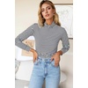 image:imagePrinStory Womens Tops Long Sleeve Shirts Slim Fit Business Dressy Casual Pullover Tee for 2025 TrendyFp Black White Stripe