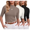image:image3 Pack Womens Mock Neck Half Sleeve Tops Dressy Casual Basic Shirts S2XLGy Black White