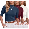 image:image3 Pack Womens Mock Neck Half Sleeve Tops Dressy Casual Basic Shirts S2XLNavy Red White