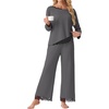 image:imagePrinStory Pajamas for Women Set 2 Piece Compy Full PjsDark Gray